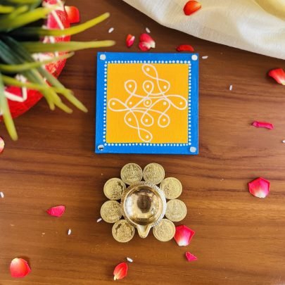 Pooja Coaster & Diya Gift Set (Yellow)