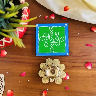 Pooja Coaster & Diya Gift Set (Green)