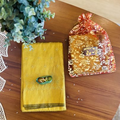 Blouse Piece & Haldi Kumkum Gift Set (Mustard)