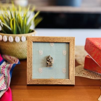 Brass Idol Frame (Ganesha Light Blue Green)