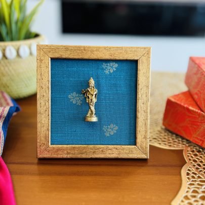 Brass Idol Frame (Krishna - Blue)