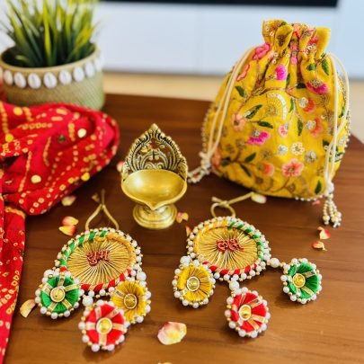 Brass Diya & Shubh Labh Gift Set