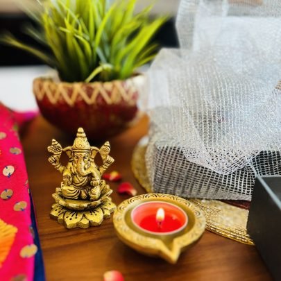 Brass Ganesha & Diya Gift Set