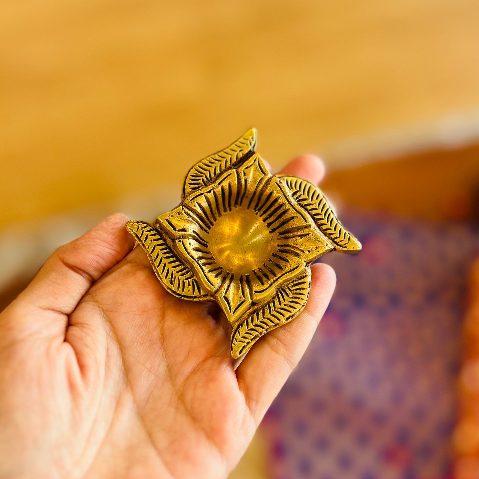 Silk Table Runner & Brass Diya Gift Set (S1) - Image 5