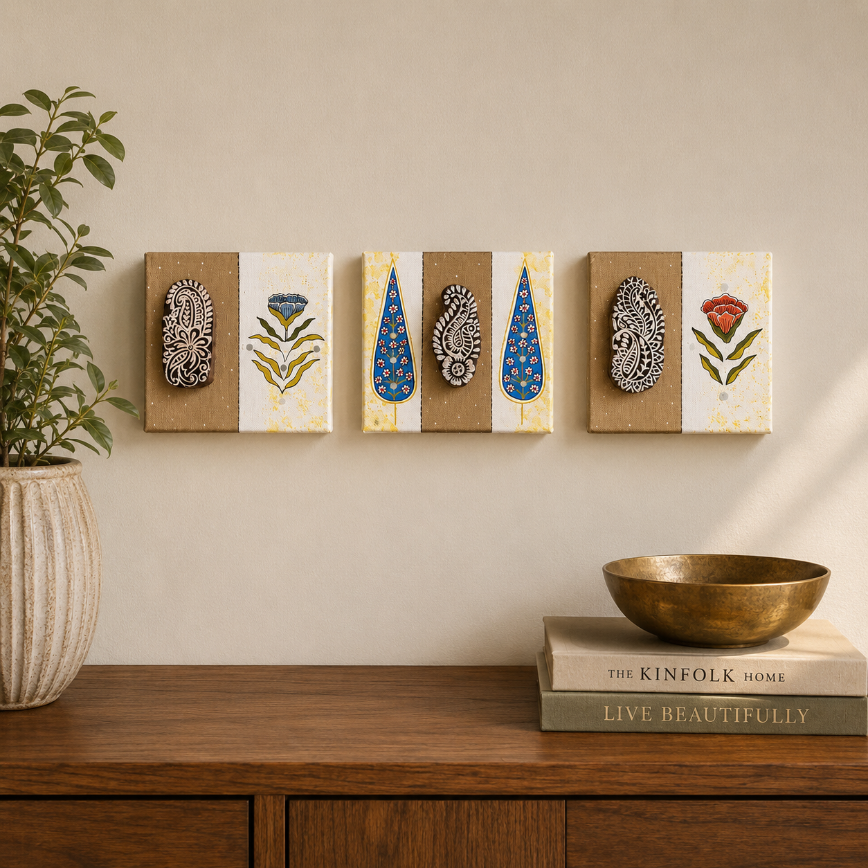 Canvas Wall Art (Block Print Blue Trees) - Image 4