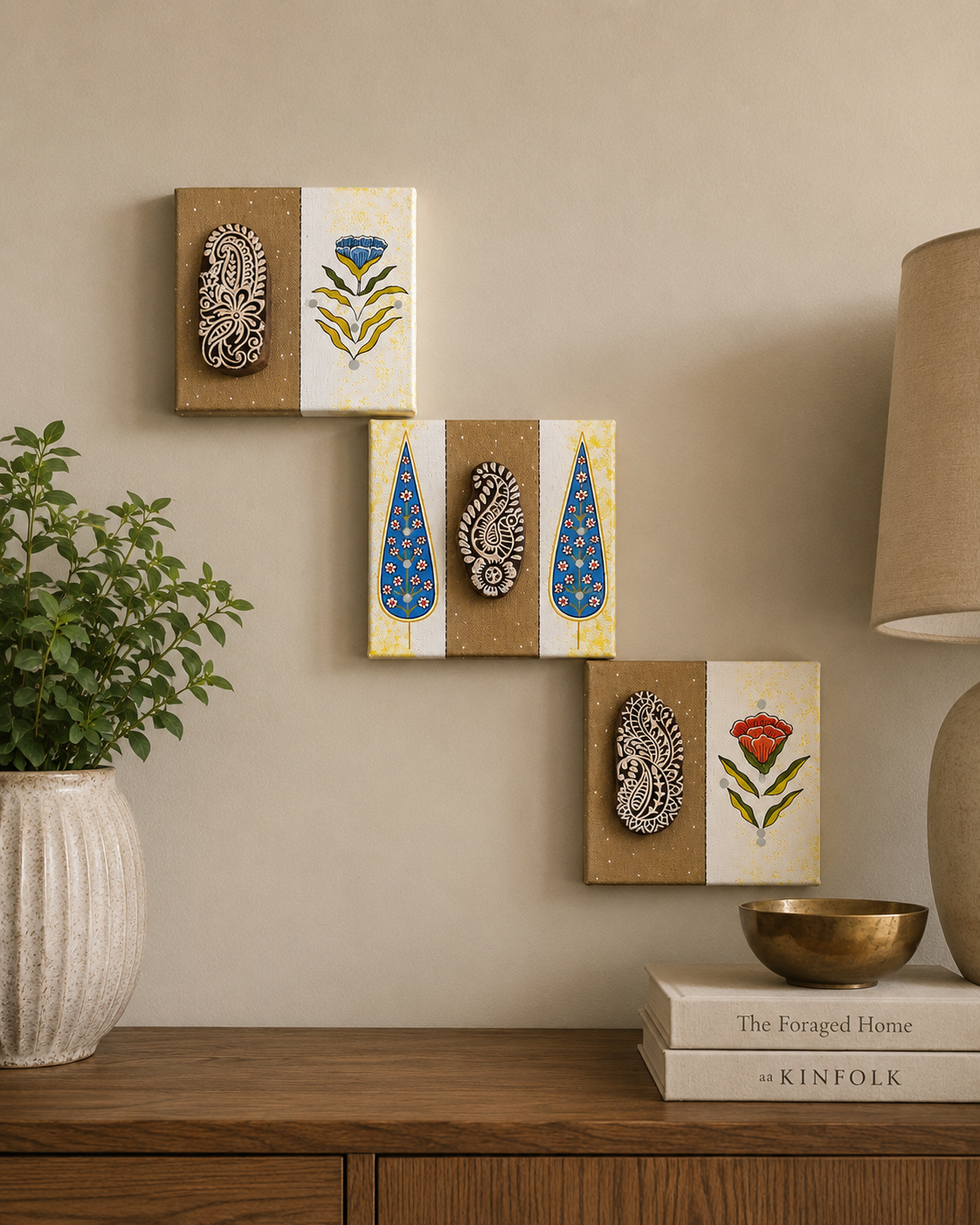 Canvas Wall Art (Block Print Blue Trees) - Image 5