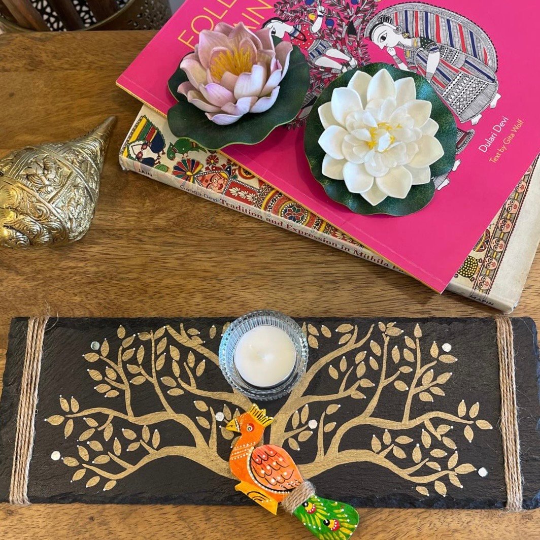 Hand painted Stone Platter Decor
