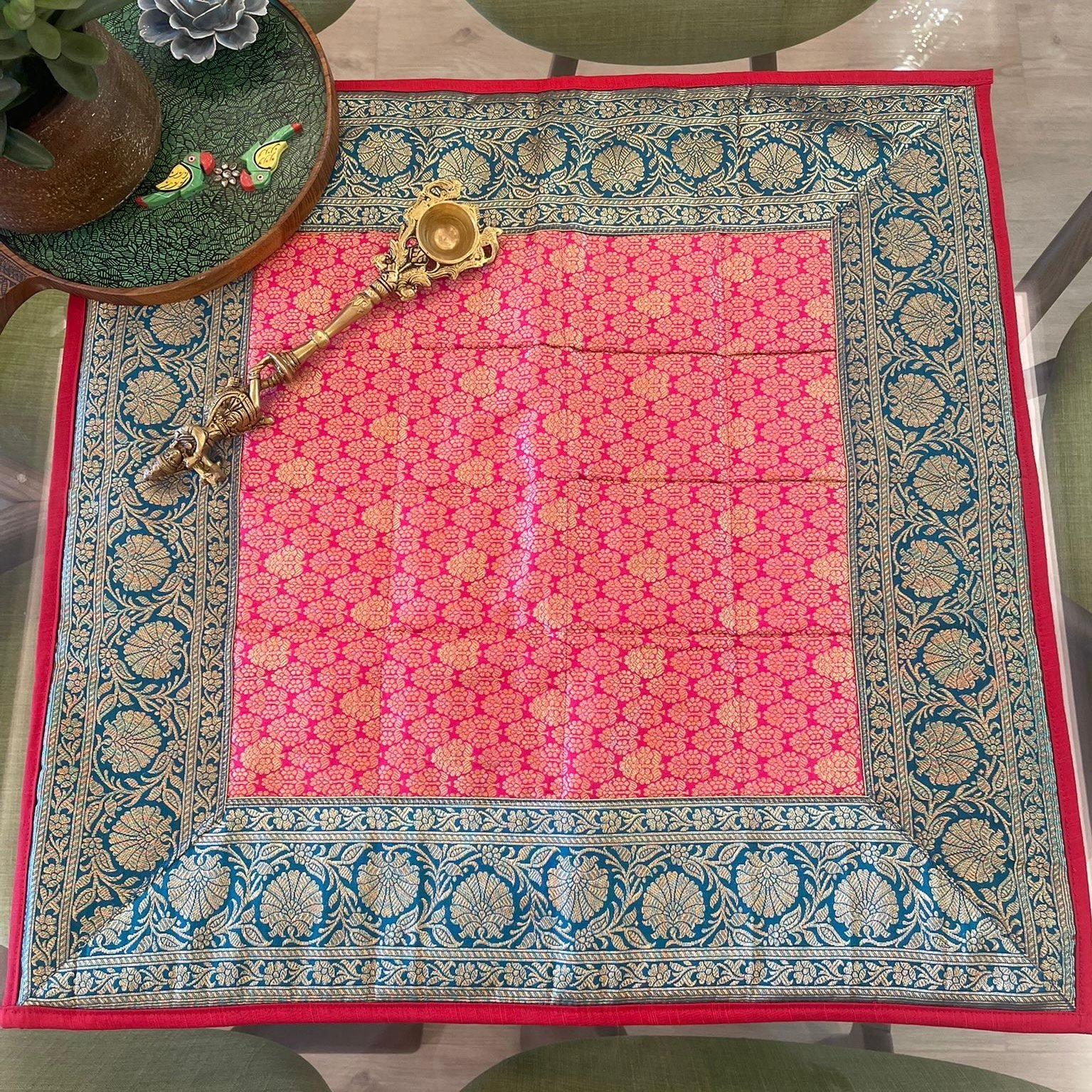 Brocade Silk Pooja Aasan (Pink) - Image 4