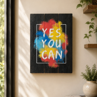 Handpainted Wooden Wall Poster (Yes You Can)