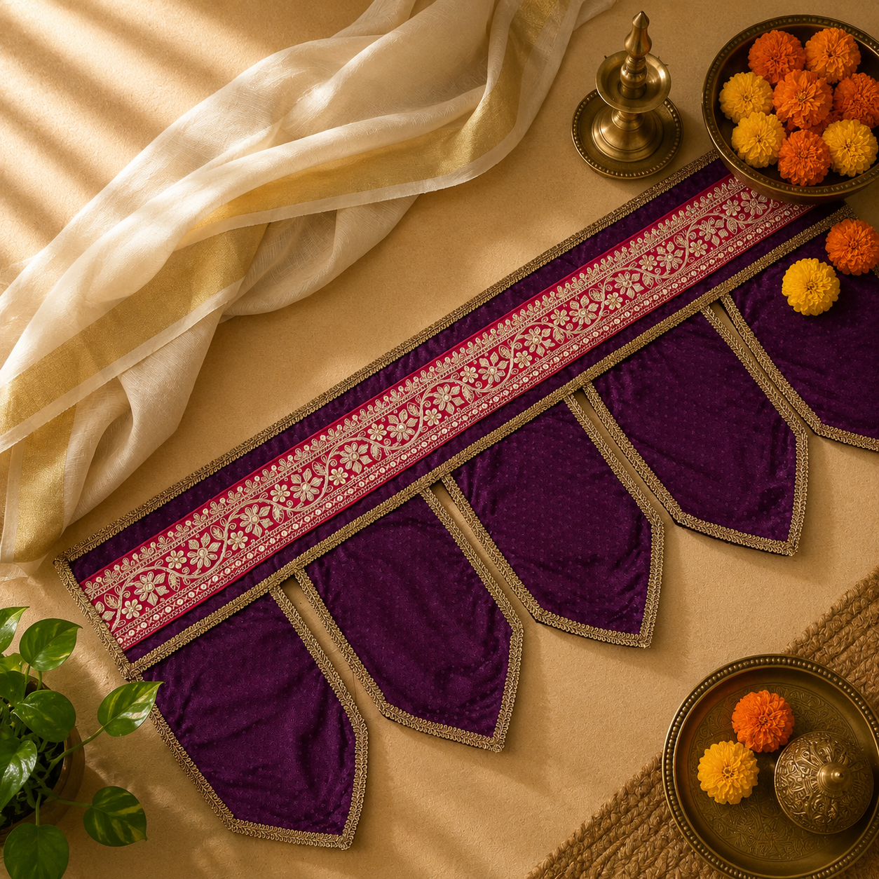 Silk Door Hanging Toran (Purple) - Image 3