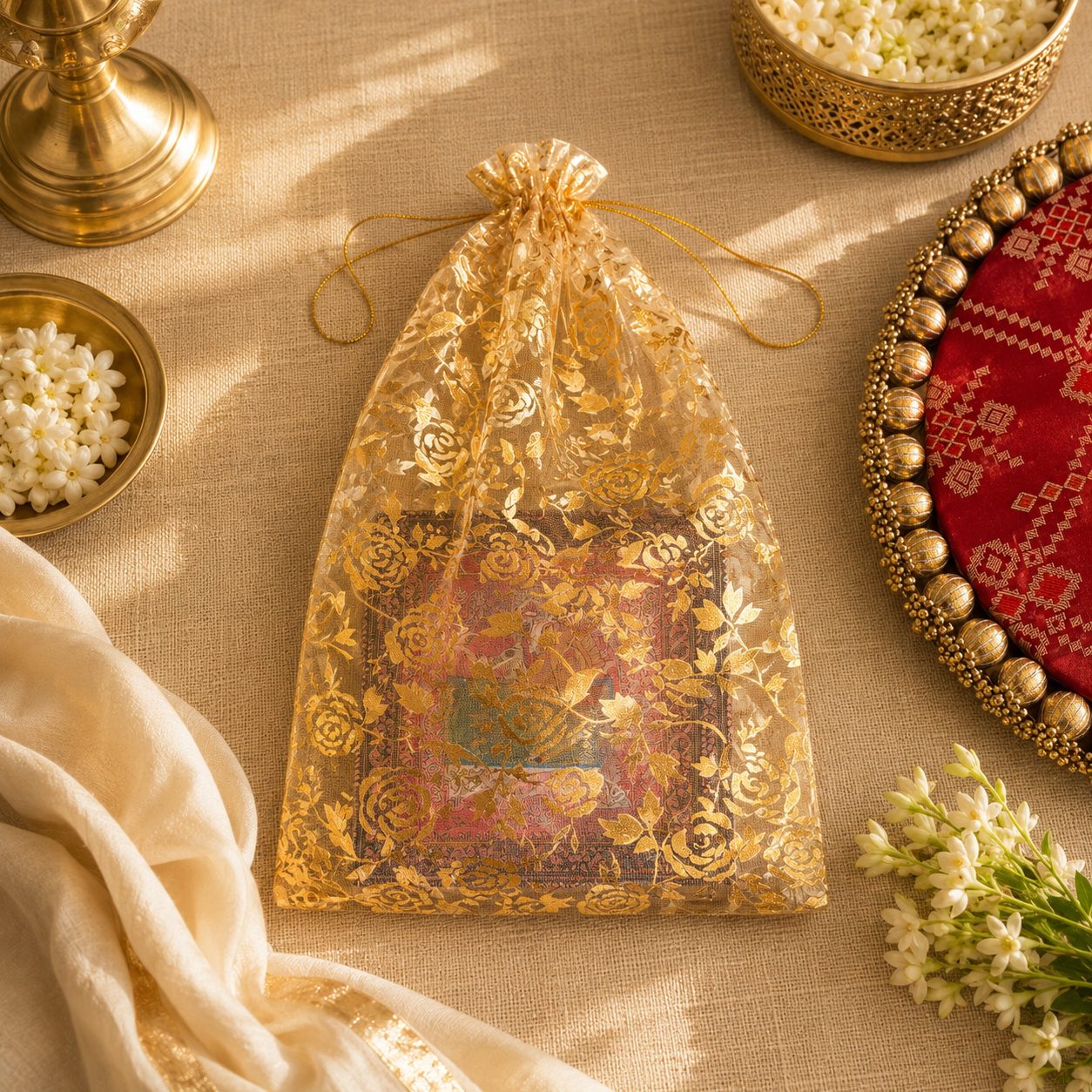 Chowki/Manai & Haldi Kumkum Gift Set (5x5”) - Image 2