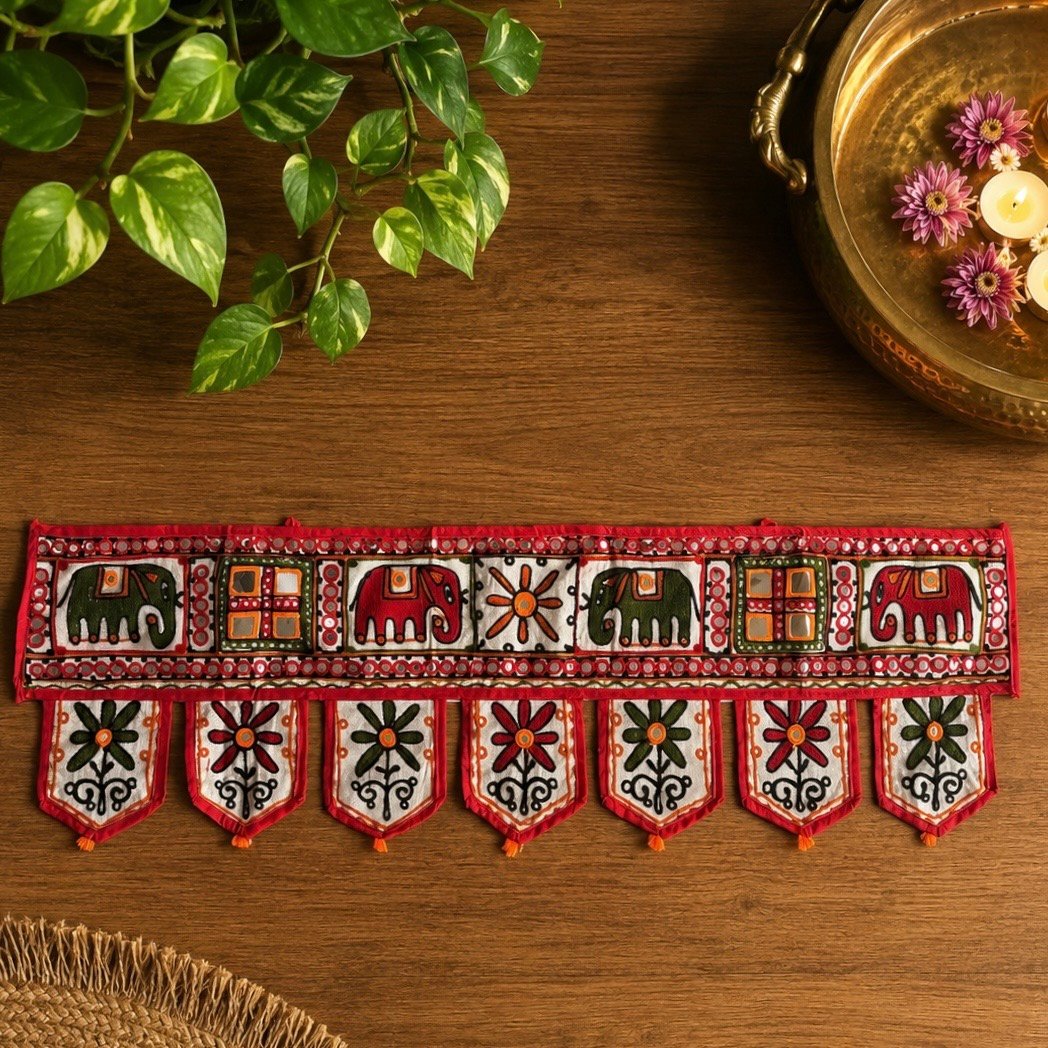 Embroidered Toran (Banner White)