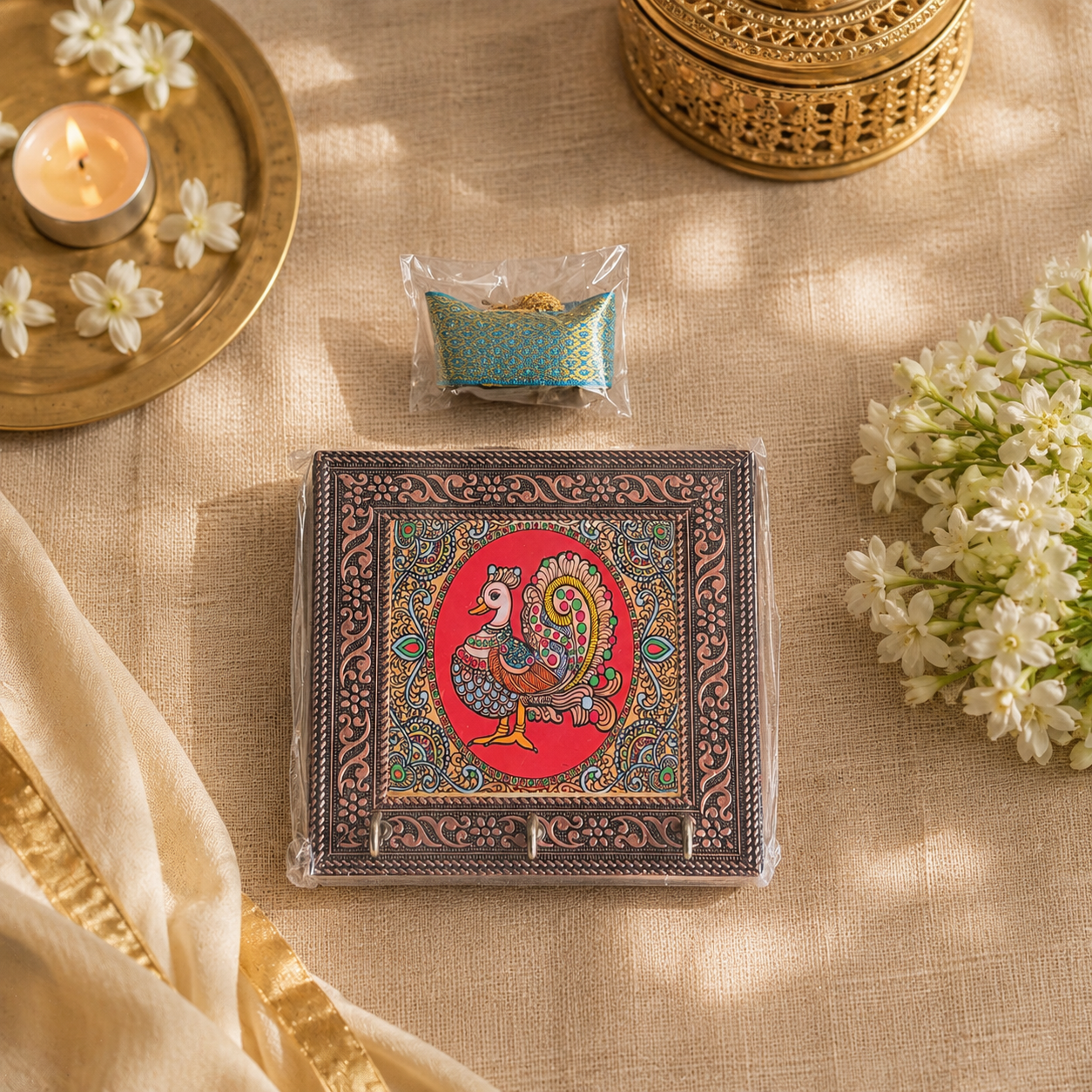 Keyholder & Haldi Kumkum Gift Set (5x5”)