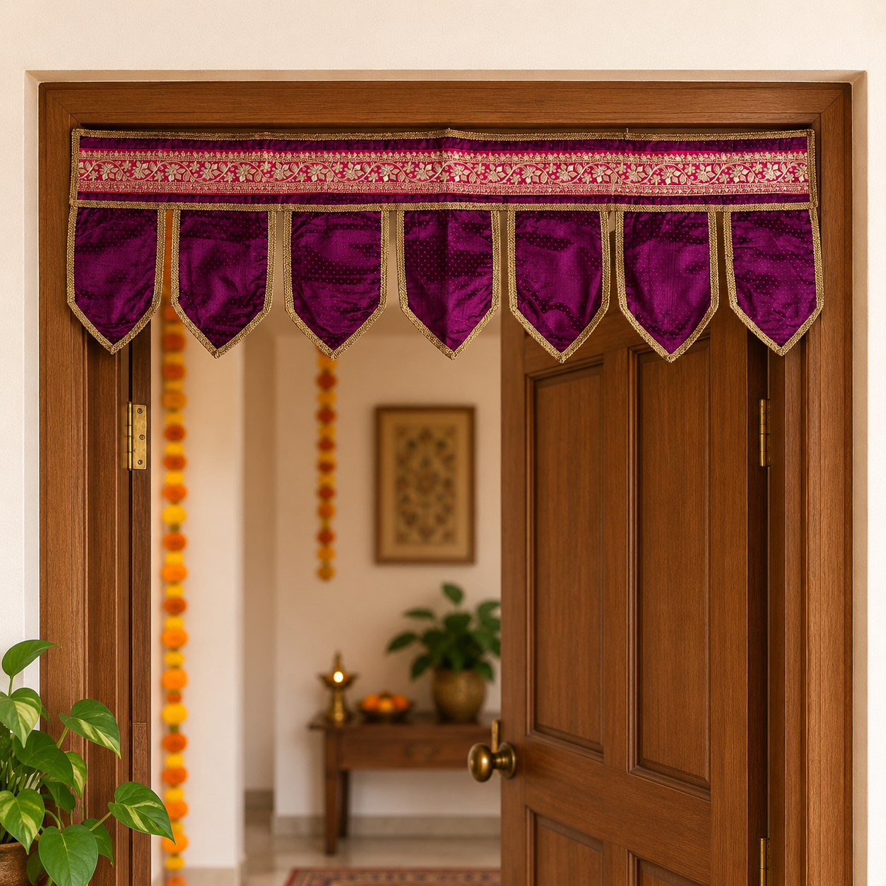 Silk Door Hanging Toran (Purple) - Image 2