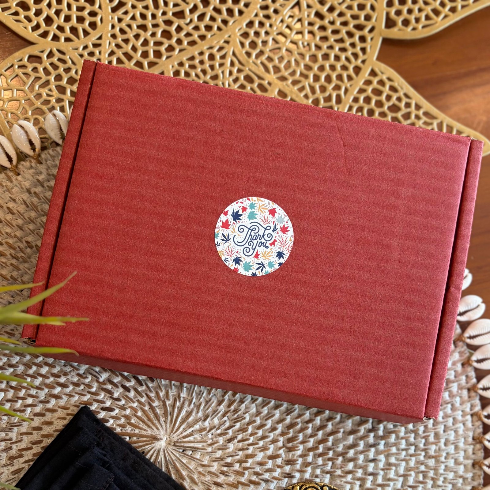 Coaster & Diya Gift Set (Red w Black) - Image 7
