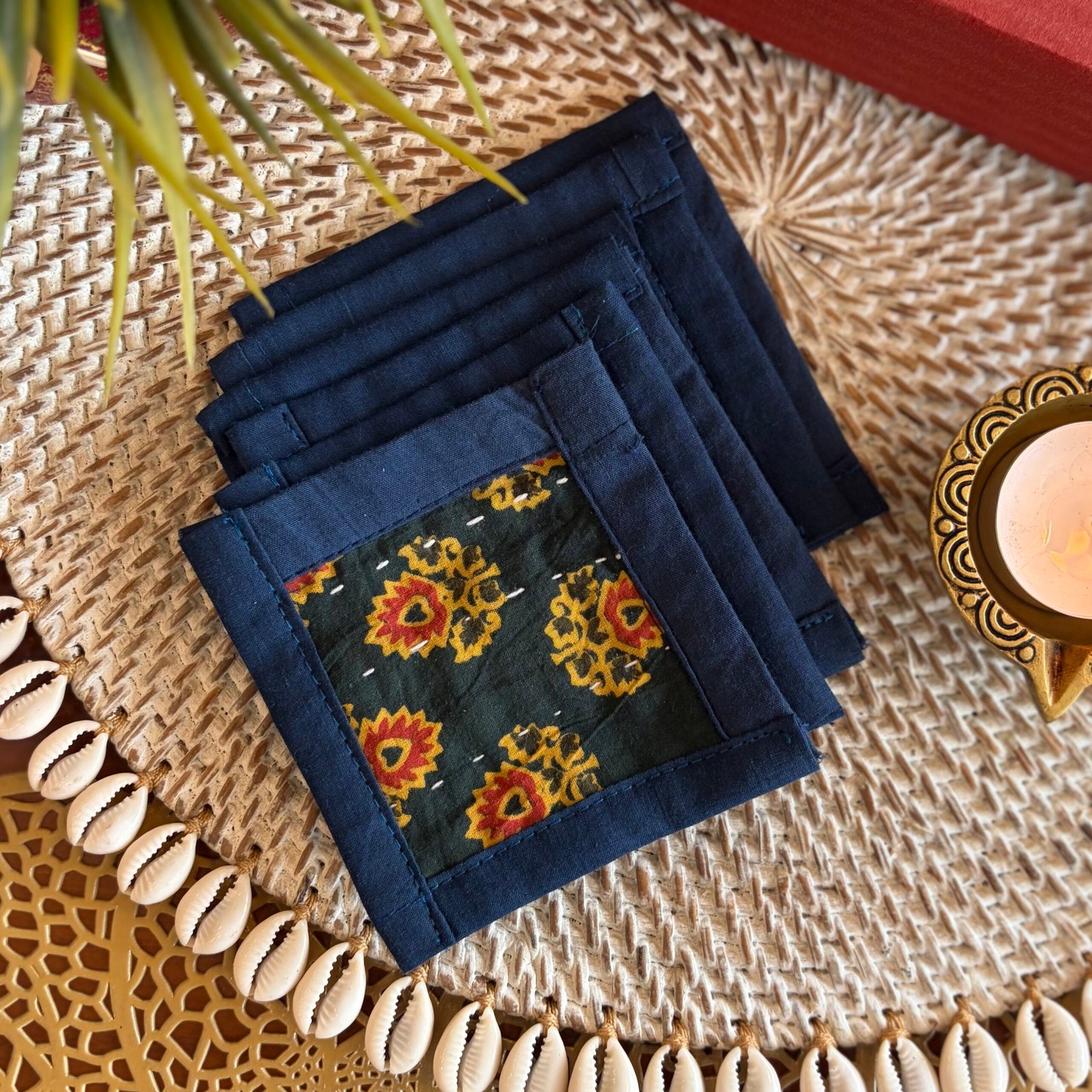 Coaster & Diya Gift Set (Green) - Image 3