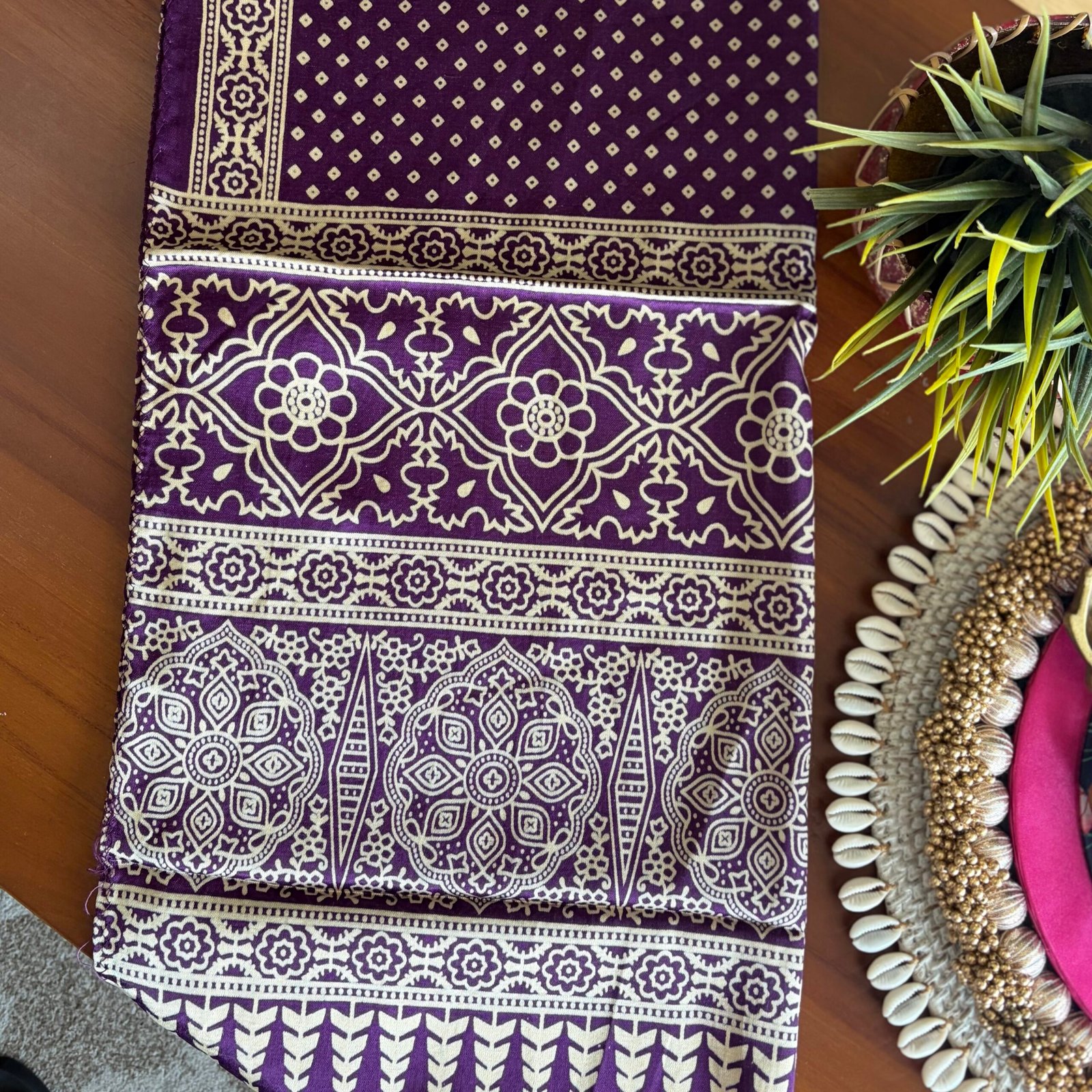 Mashru Silk Stole (Purple Bandhini) - Image 3
