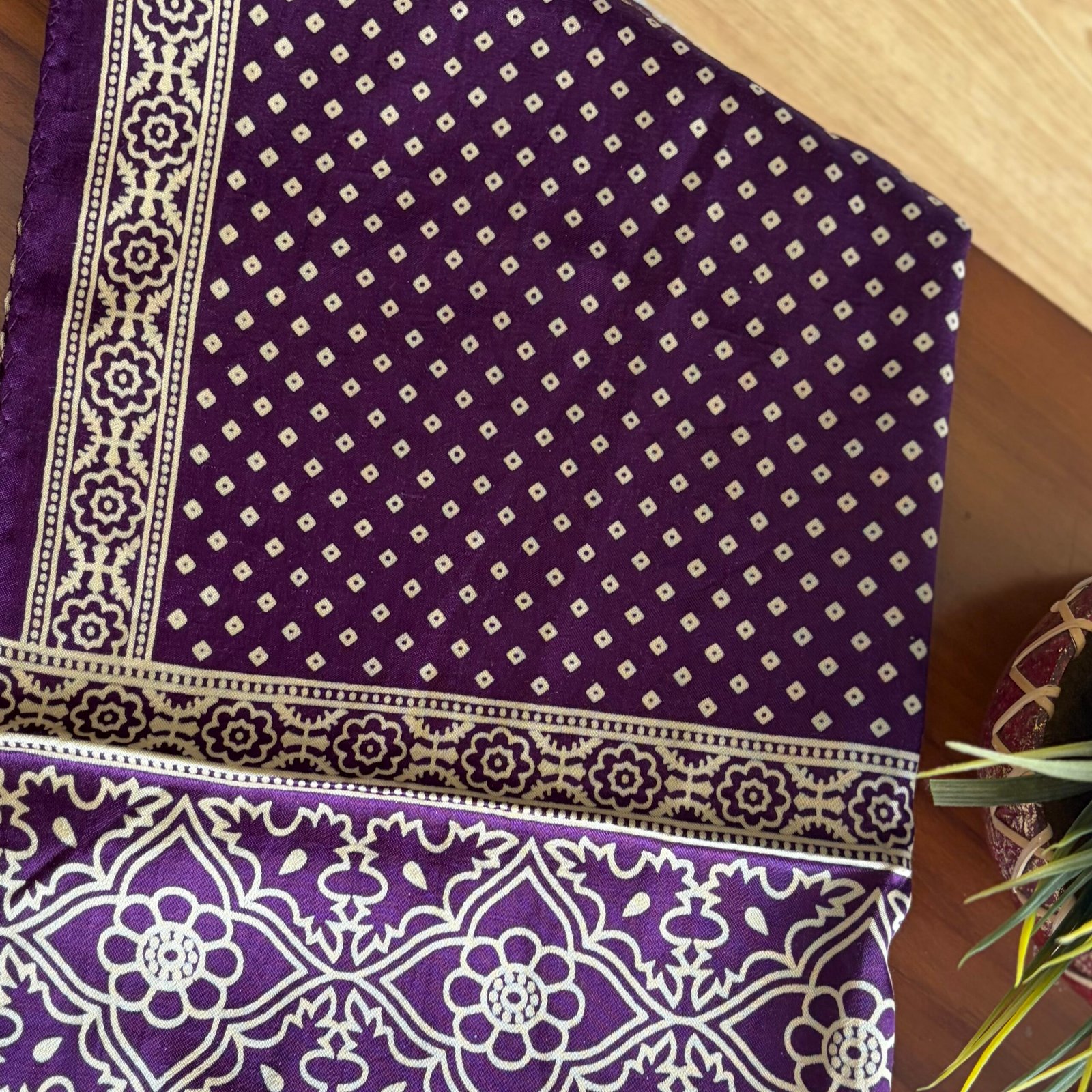 Mashru Silk Stole (Purple Bandhini) - Image 4