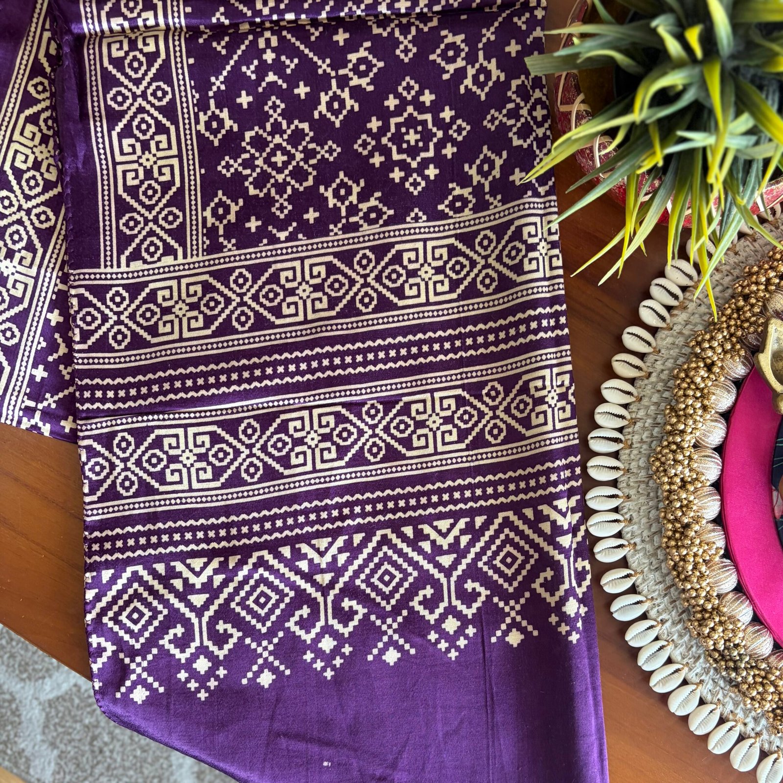 Mashru Silk Stole (Purple Patola) - Image 3
