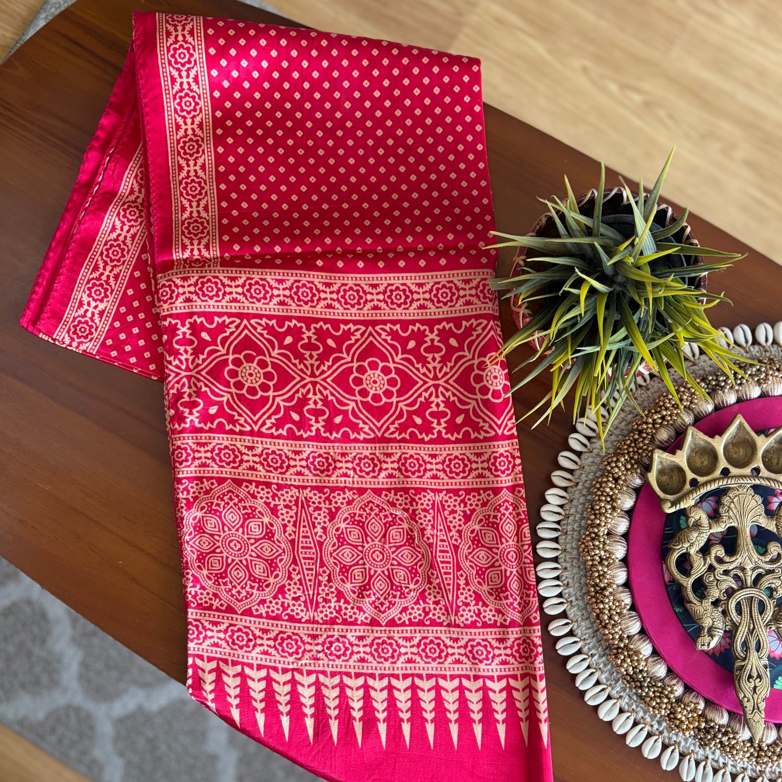 Mashru Silk Stole (Pink Bandhini) - Image 2