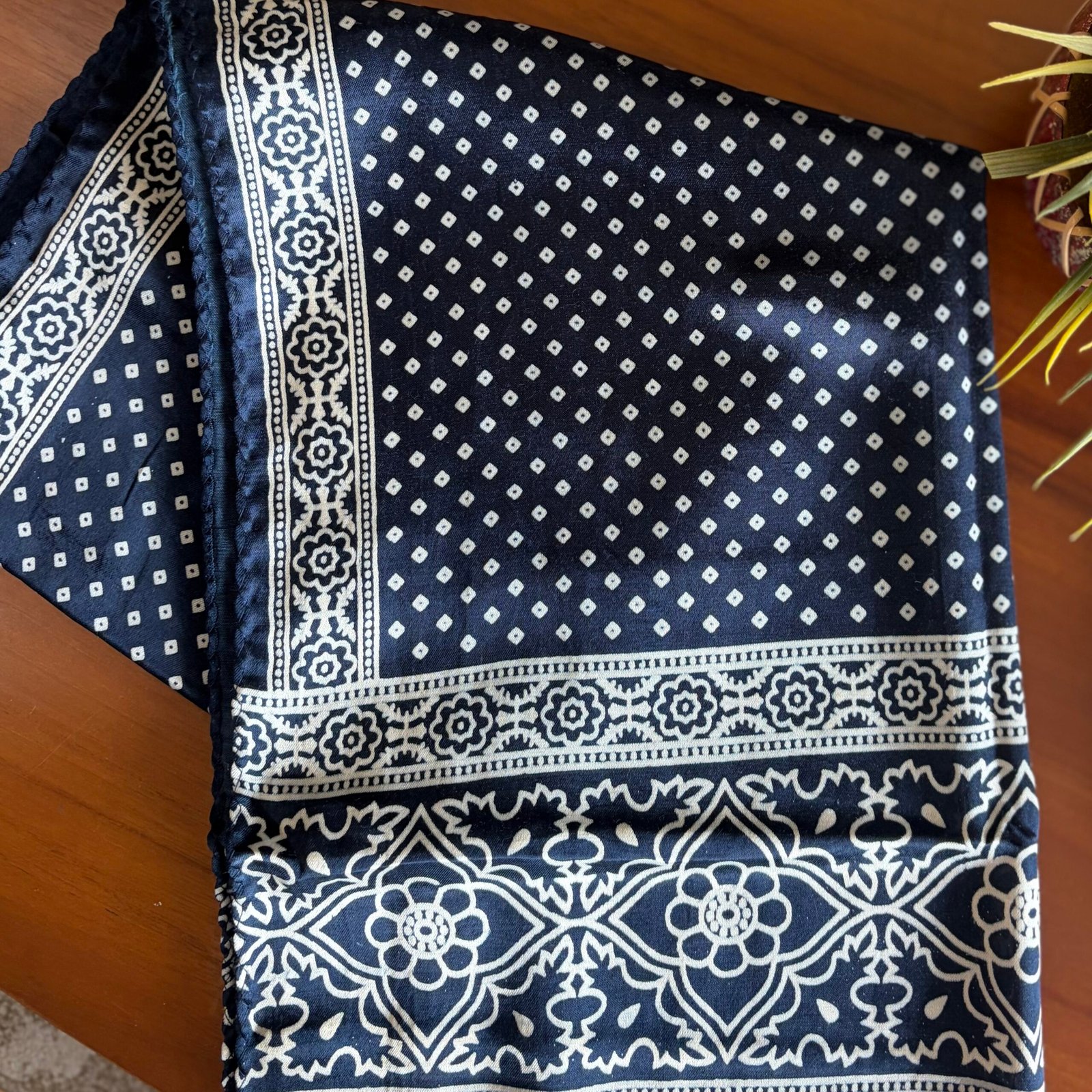 Mashru Silk Stole (Blue Bandhini) - Image 3