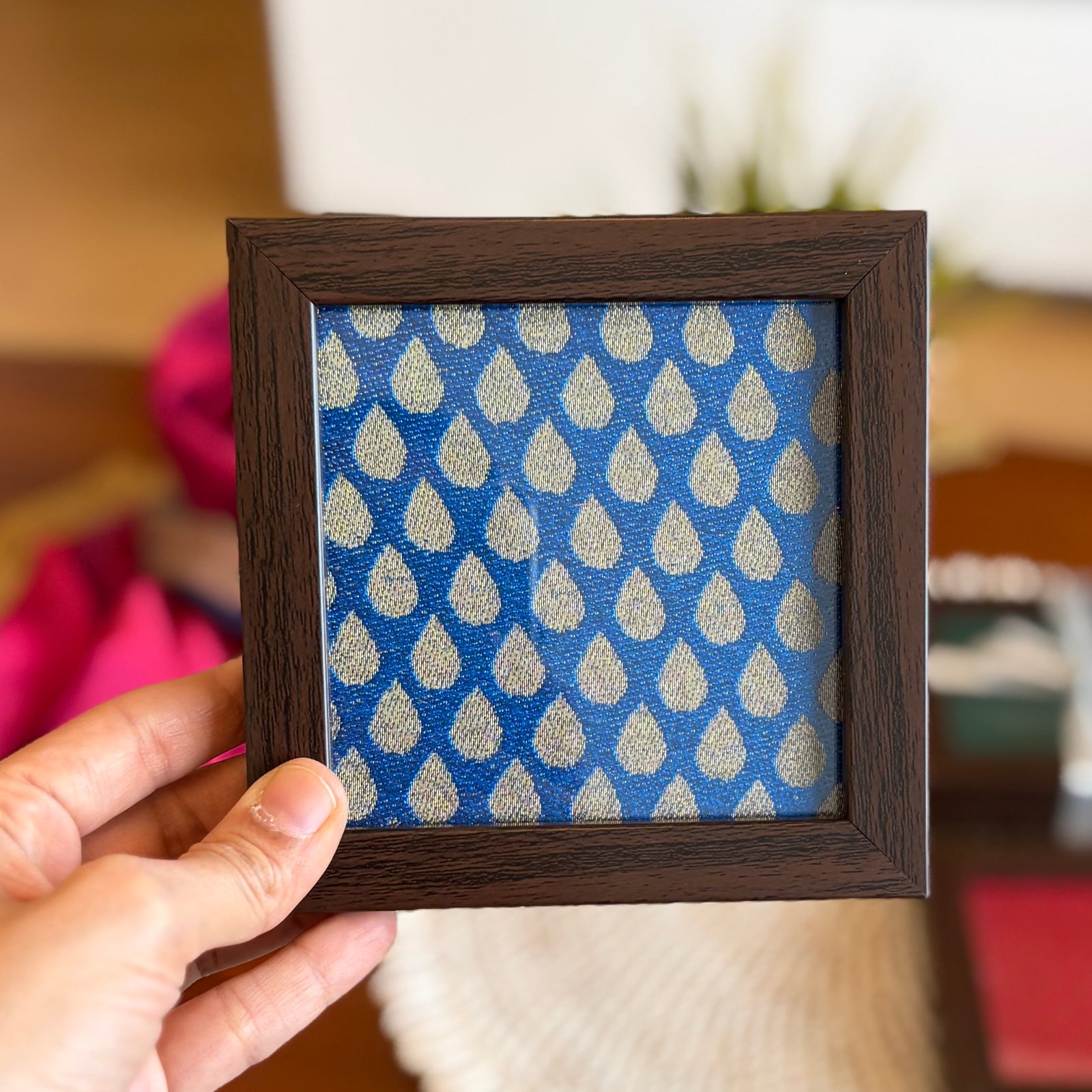 Brocade Silk Coaster Gift Set (Pink & Blue) - Image 3