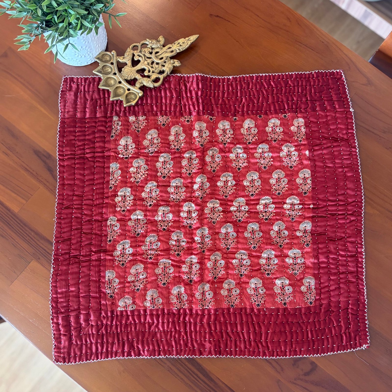 Mashru Silk Pooja Aasan (Red) - Image 2