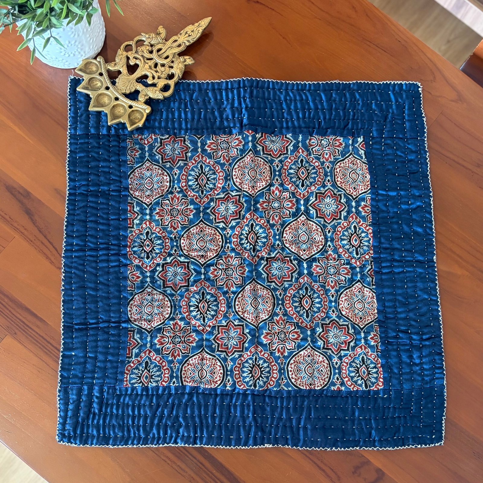 Mashru Silk Pooja Aasan (Blue) - Image 2