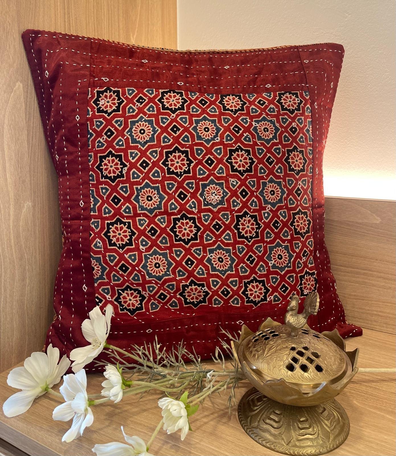Mashru Silk Cushion Cover (Red)