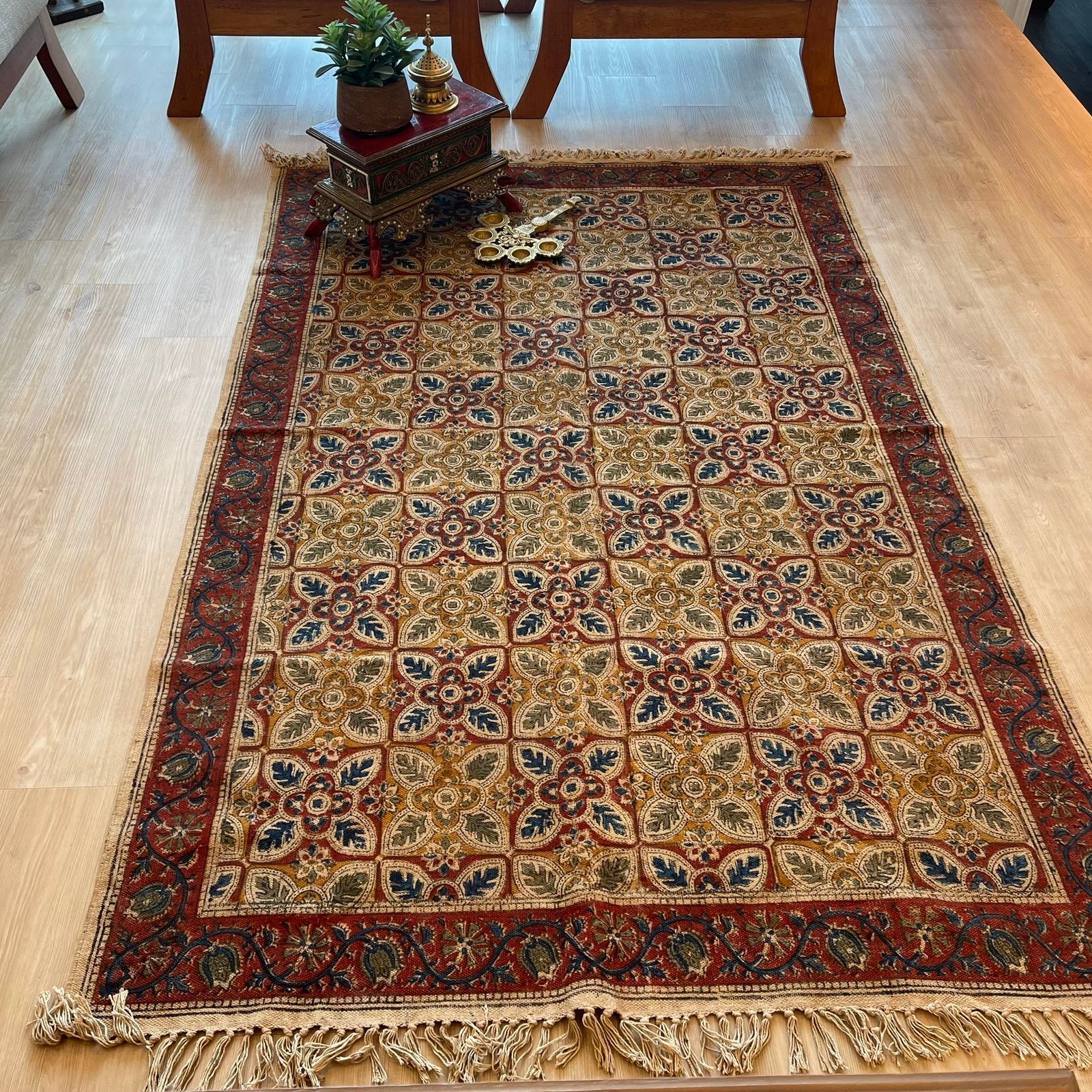 Kalamkari Dhurrie (4x6 feet - Design A) - Image 2