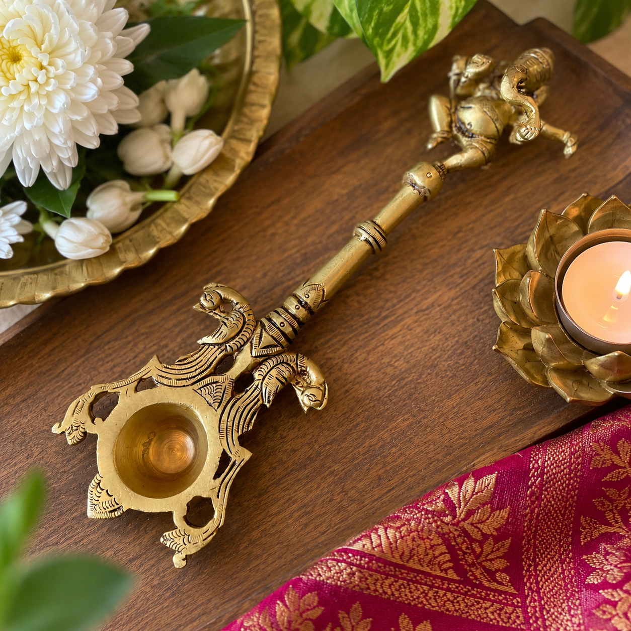 Brass Diya Arti Spoon (Ganesha)