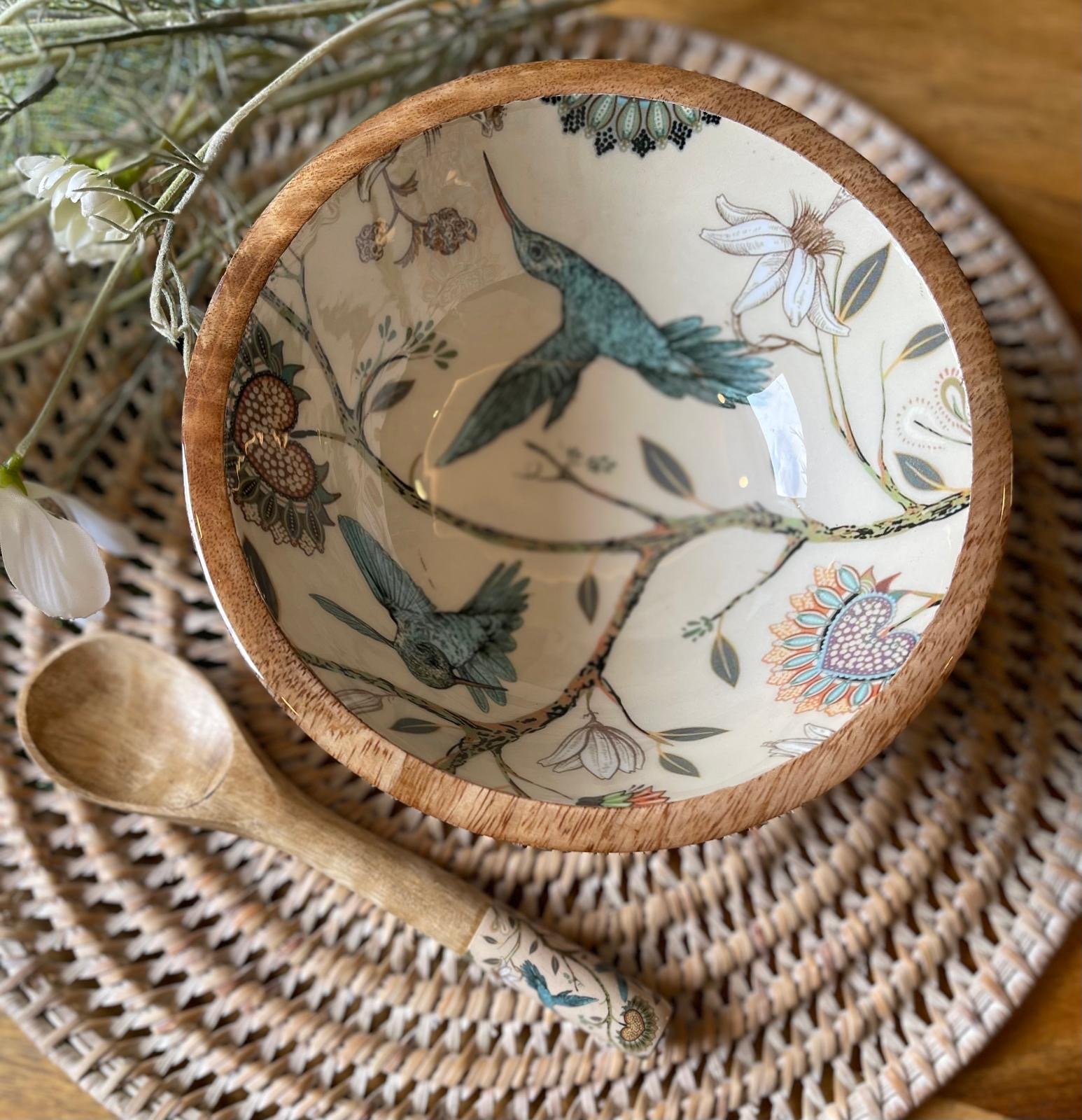 Wooden Bowl with Spoon (Beige) - Image 2