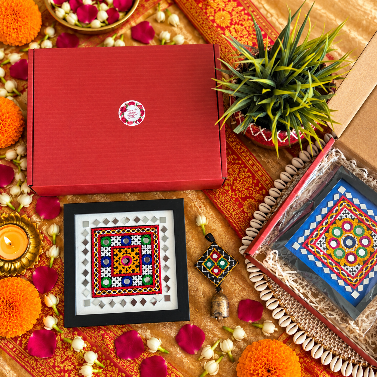 Decorative Frame & Bell Gift Set (White Square) - Image 2