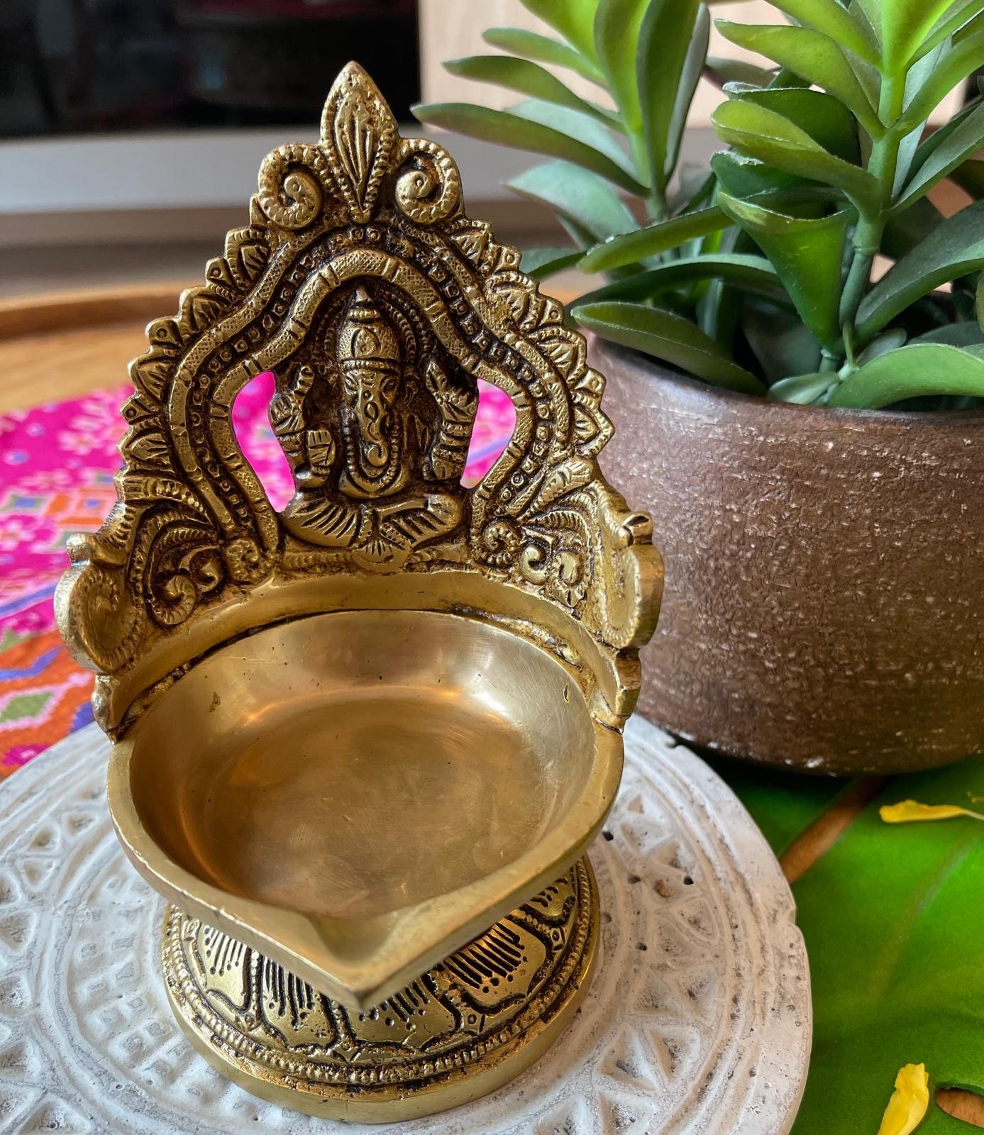 Brass Ganesh Lamp - Image 2