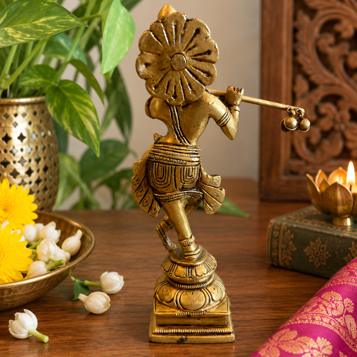 Brass Krishna Figurine - Image 2