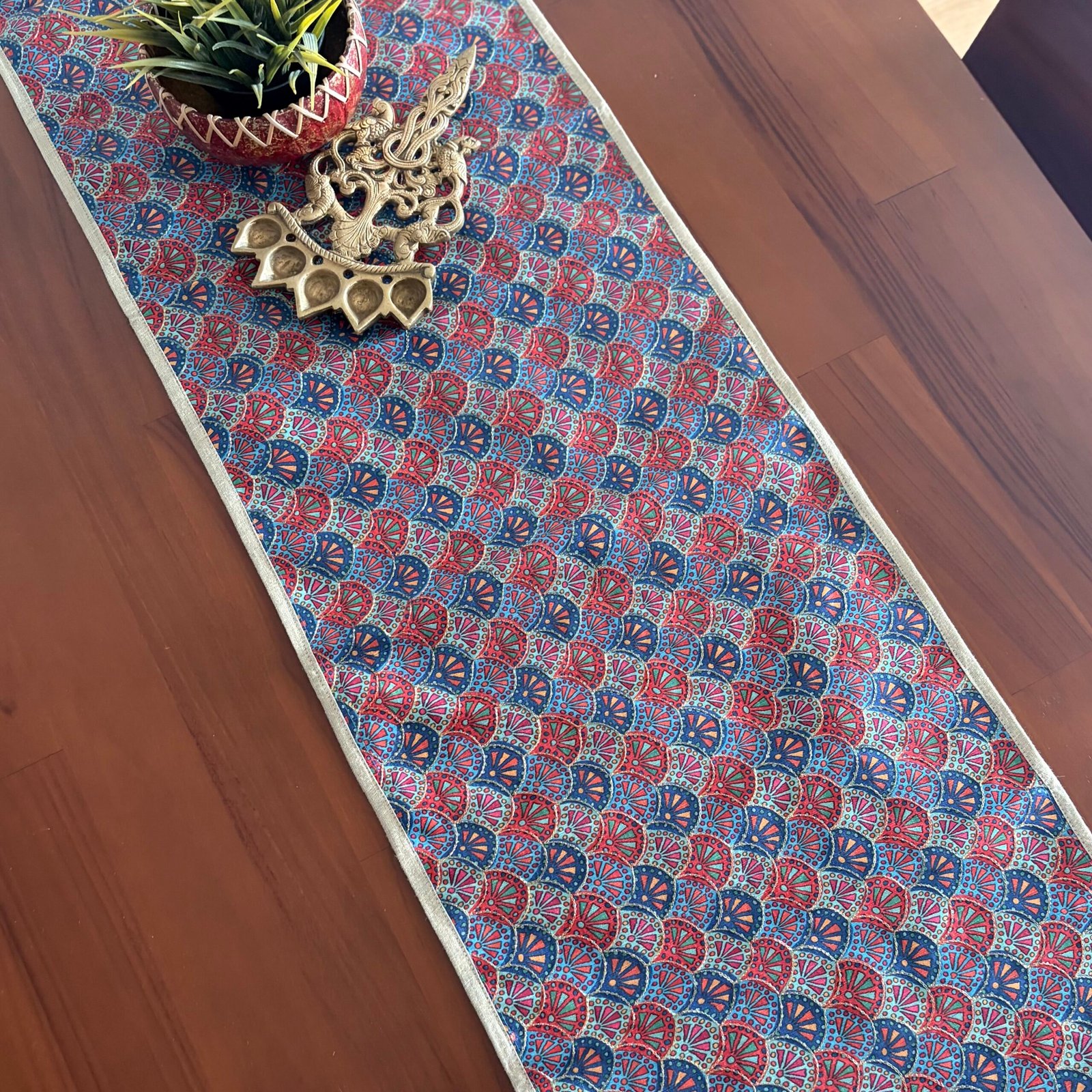 Silk Table Runner (Geometric Blue) - Image 2