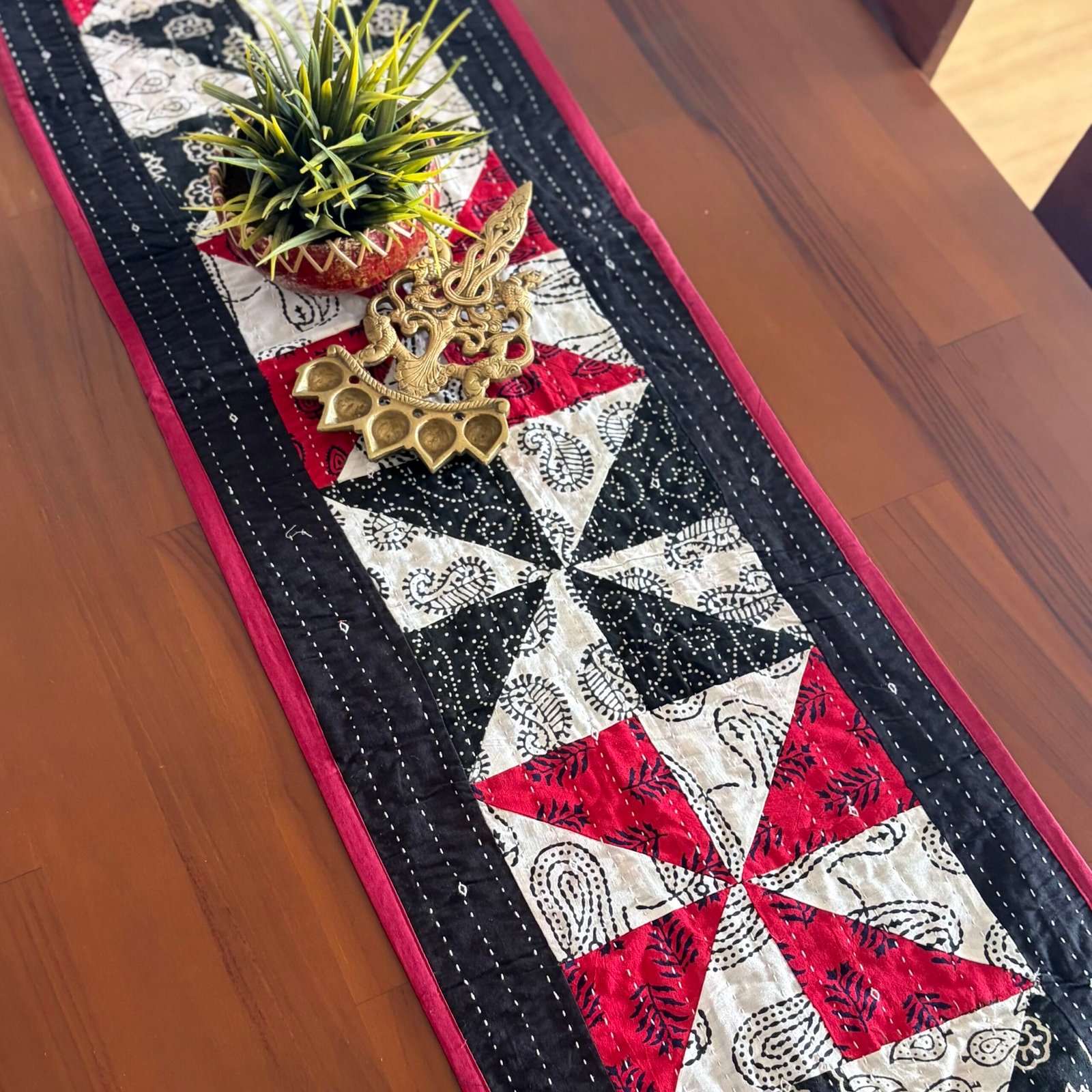 Cotton KanthaStitch Table Runner - Image 2