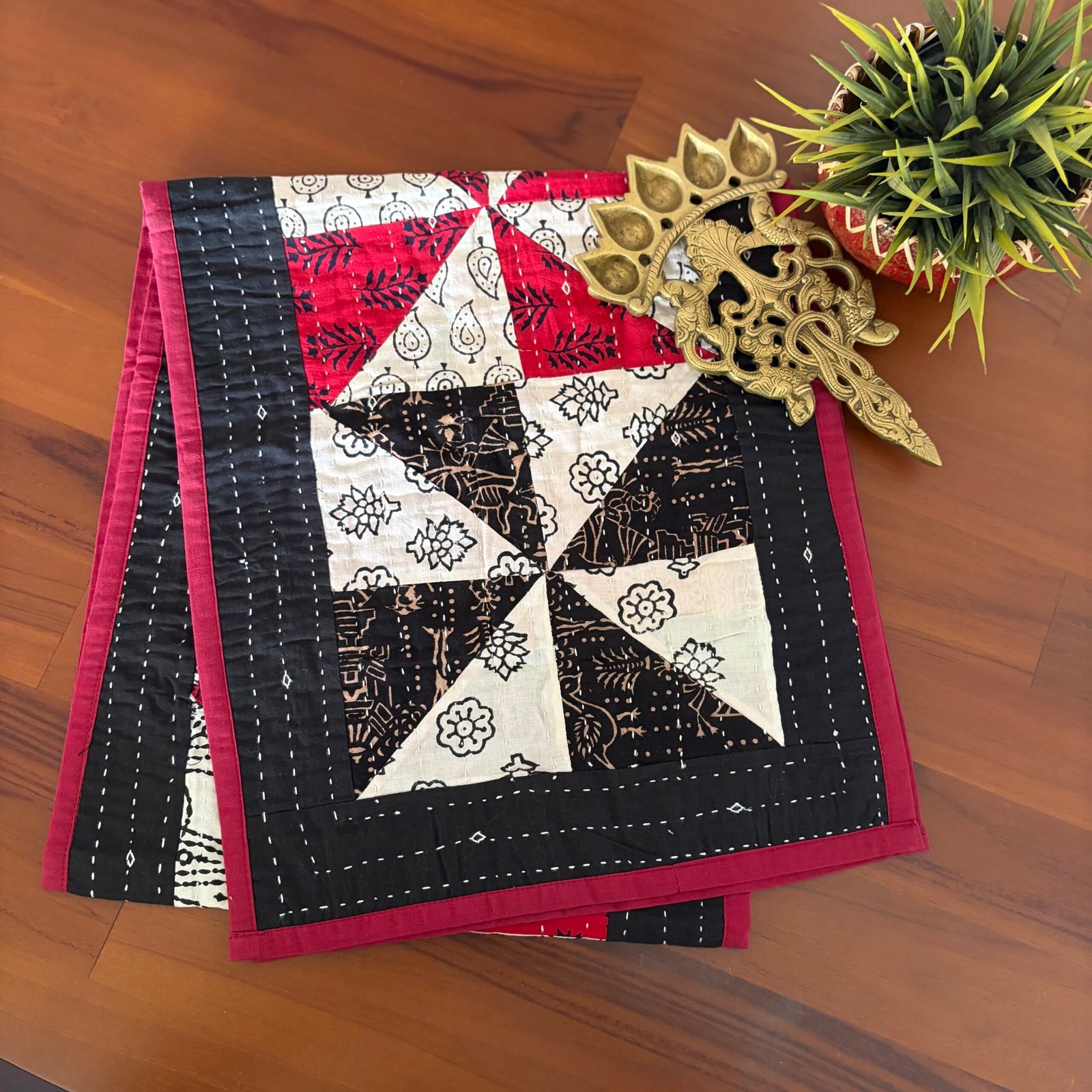 Cotton KanthaStitch Table Runner - Image 3