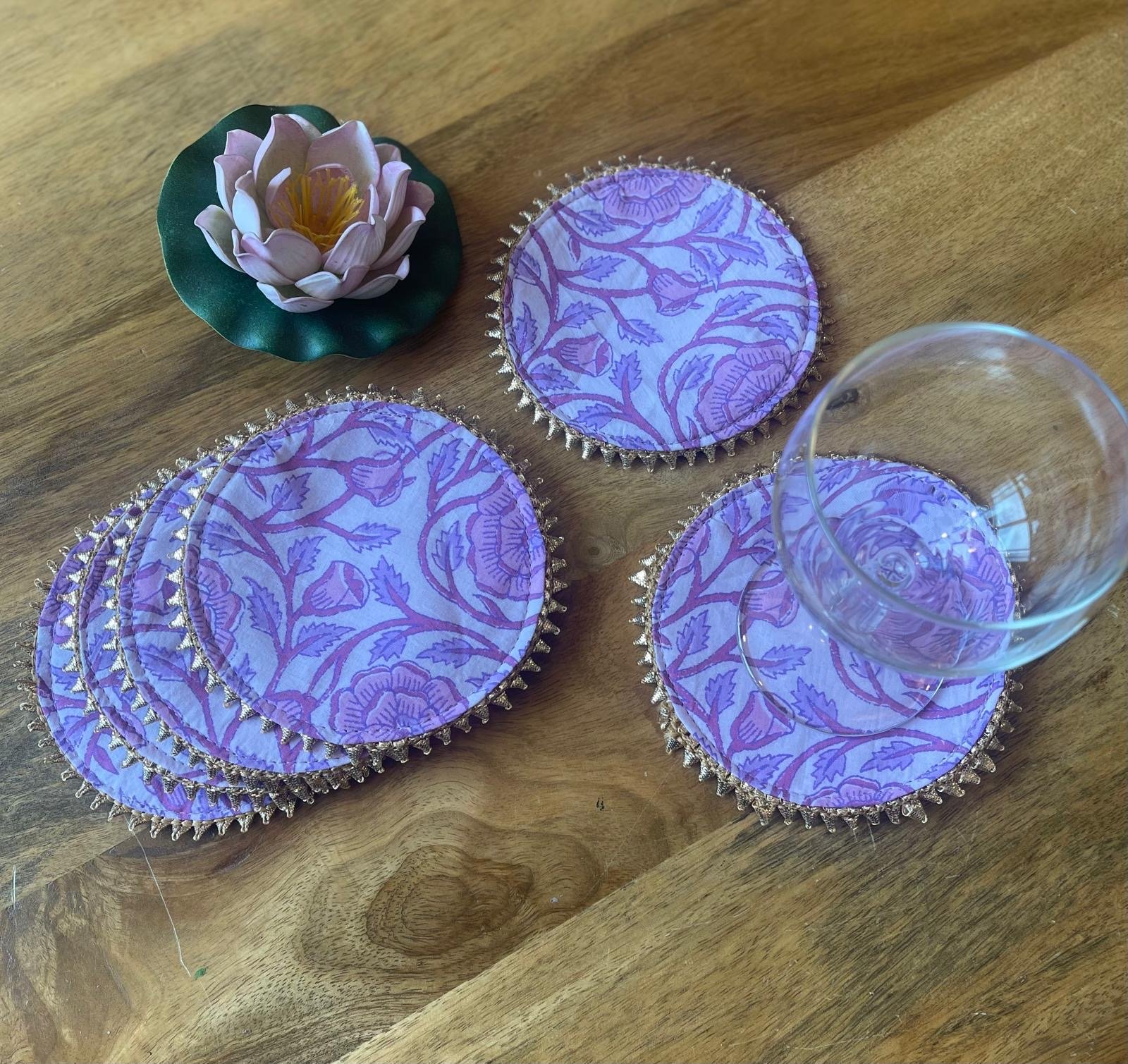 Fabric Coaster Set of 6 (Lavender)